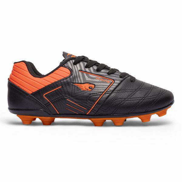 Chuteira Prime Trave Campo de Couro Adulto - Preto/Laranja
