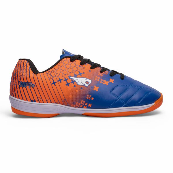Chuteira Futsal SOFT+ Adulto - Azul/Laranja Neon