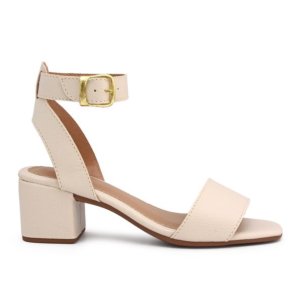 Sandália Salto Bloco Star Off White