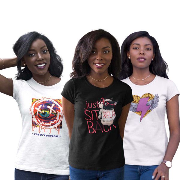 Kit 3 Camisetas T-shirts Feminina Baby Look MOD14