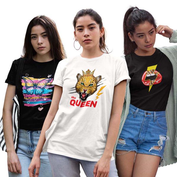 Kit 3 Camisetas T-shirts Feminina Baby Look MOD9
