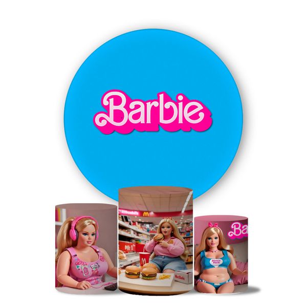 Kit Painel Cilindro Tema Barbie Plus Size