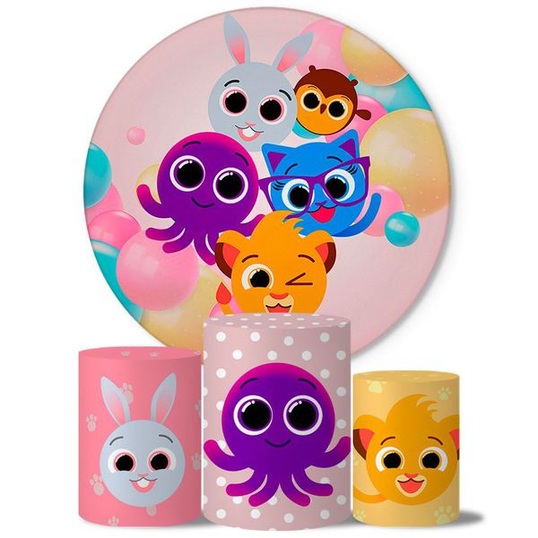 Kit Painel Cilindro Tema Bolofofos Rosa