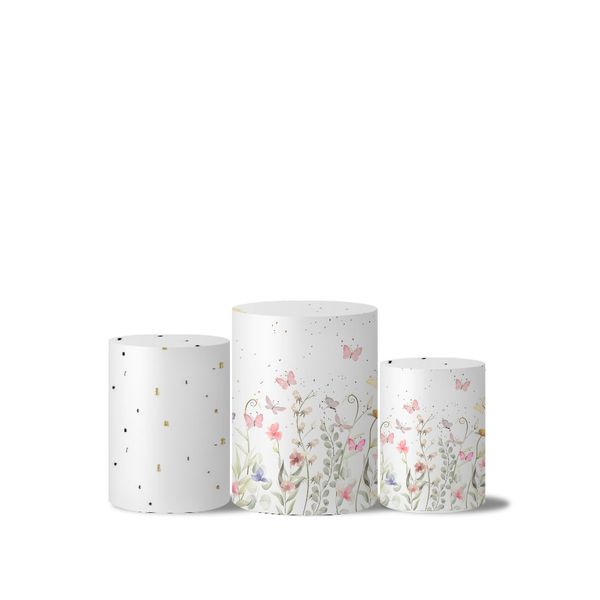 Trio Capas Cilindros Tema Borboletas Pasteis 