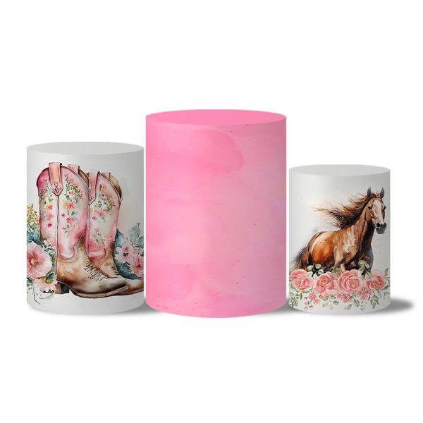 Trio Capas Cilindro Tema Cavalo Floral 2