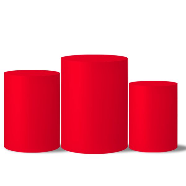 Trio Capas Cilindros Vermelho Liso Veste Fácil C/ Elástico 