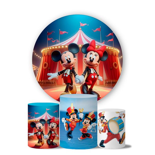 Kit Painel Cilindro Tema Circo Do Mickey