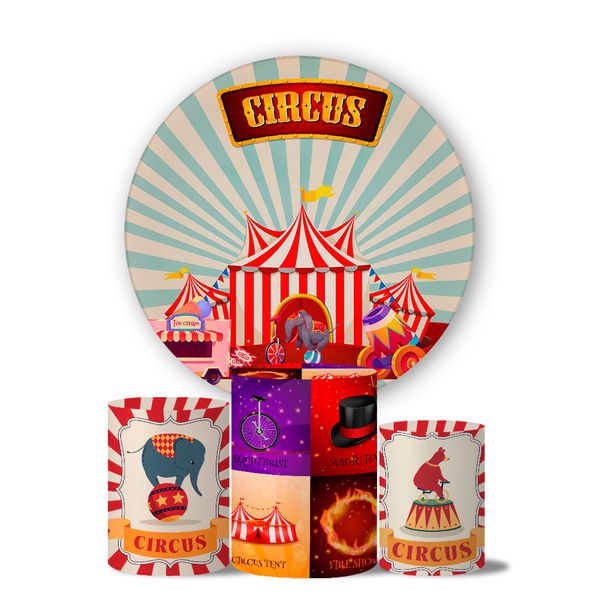 Kit Painel Cilindro Tema Circo Novo