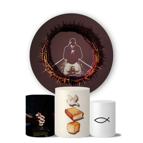 Kit Painel Cilindro Tema Cristianismo