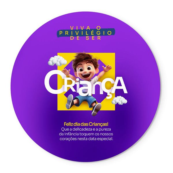 Painel Redondo Tema Dia das Crianças 10 Veste Facil C/ Elástico