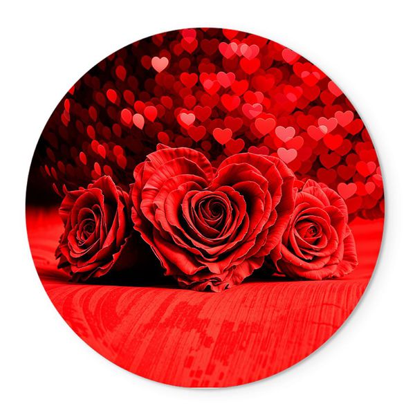 Painel Redondo Tema Dia Dos Namorados Rosas Vermelhas