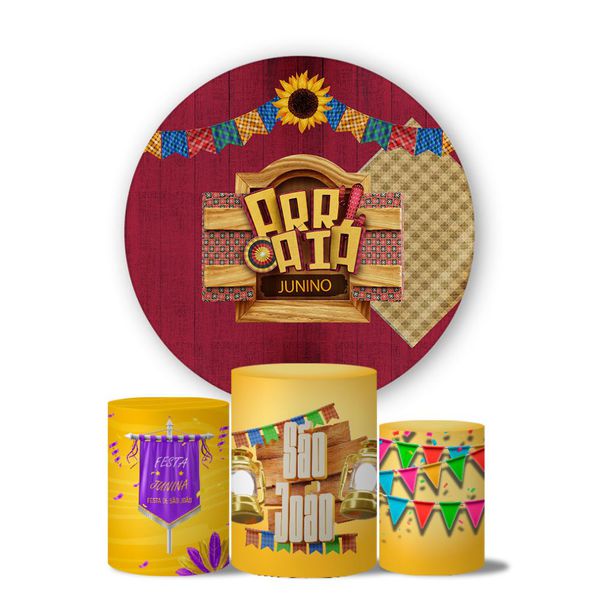 Kit Painel Cilindro Tema Festa Junina 3d Cut