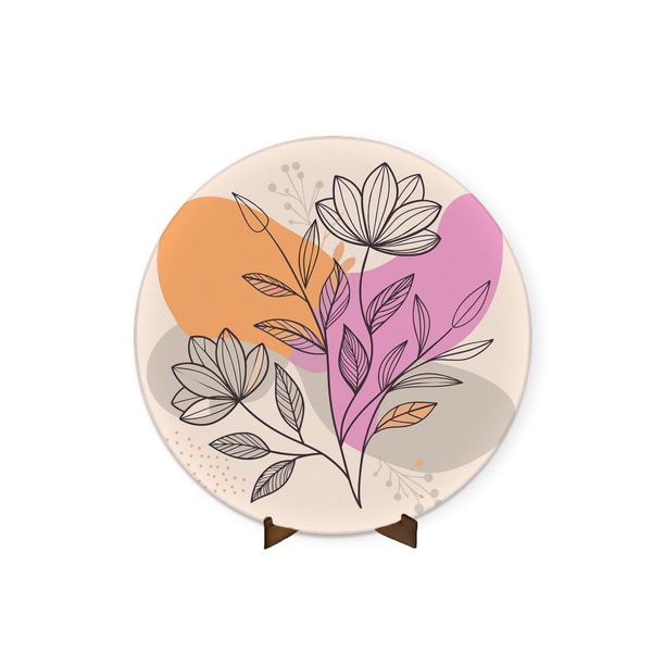 Painel Redondo 50x50 Tema Floral Abstrato