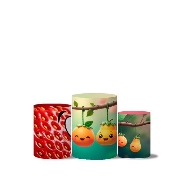 Trio Capas Cilindro Tema Frutinhas cute