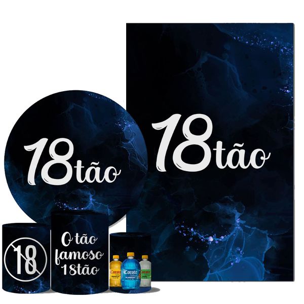 Kit Casado Veste Fácil Trio de Capas Cilindros + Painel Redondo + Painel Retangular Tema O famoso 18tão Azul