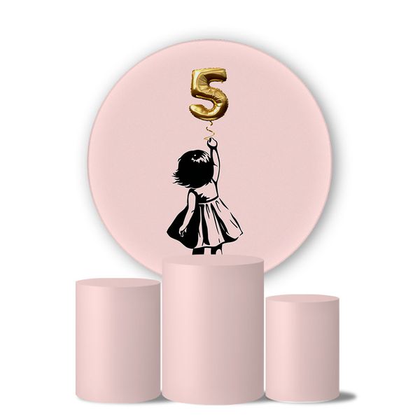 Trio Capas Cilindros + Painel Veste Fácil 5 Anos Balões