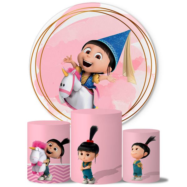 Trio Capas Cilindros + Painel Tema Agnes Meu Malvado Favorito Veste Fácil