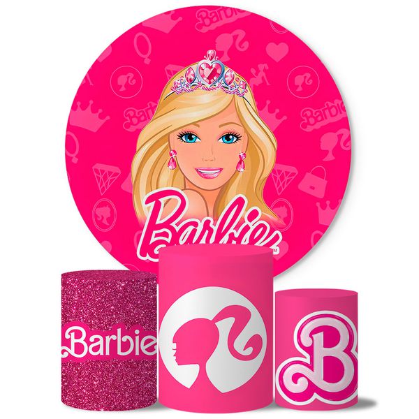 Trio de Capas Cilindros + Painel Veste Fácil Tema Barbie 3