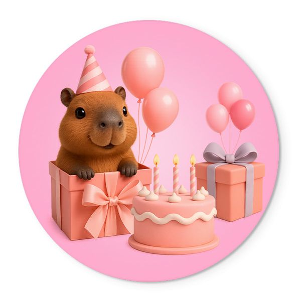 Painel Redondo Veste Fácil C/ Elástico Capivara Aniversario
