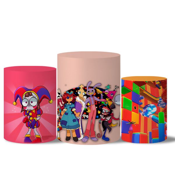 Trio de Capas de Cilindros Veste Fácil C/ Elástico Tema Circo Digital