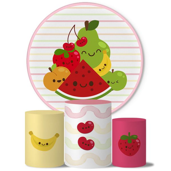 Trio Capas Cilindros + Painel Veste Fácil Frutinhas Cute 2