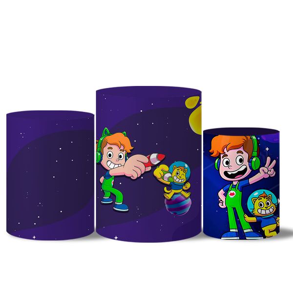 Trio Capas Cilindros Gato Galactico Veste Fácil C/ Elástico