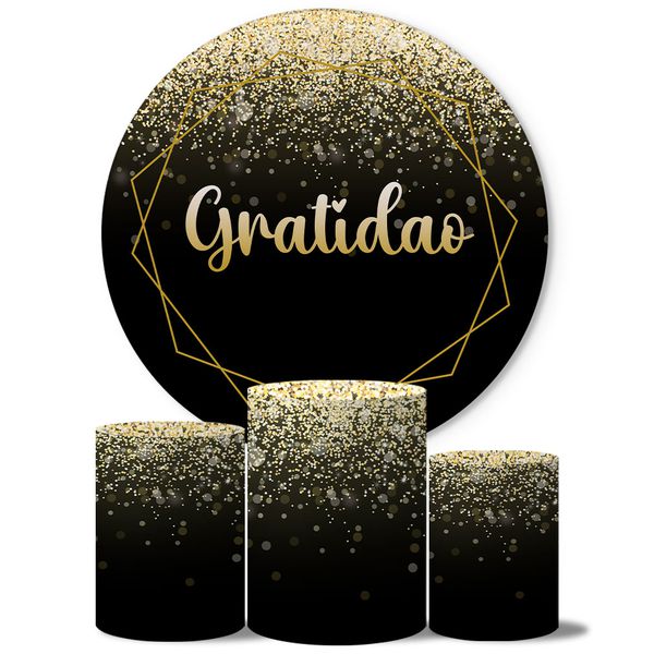 Trio Capas Cilindros + Painel Veste Fácil Gratidão Preto e Dourado