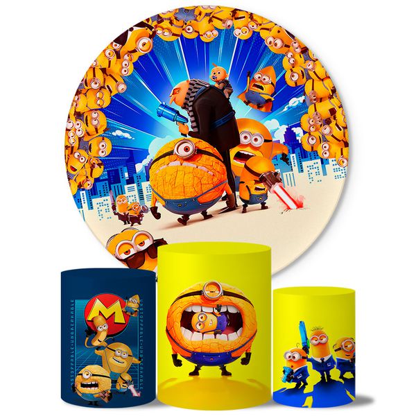 Trio Capas Cilindros + Painel Tema Meu Malvado Favorito 4 Veste Fácil 