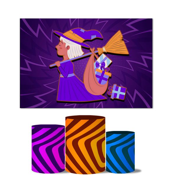 Trio de Capas Cilindros Veste Fácil + Painel Retangular Horizontal Tema Abracadabra