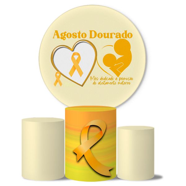 Trio de Capas Cilindros + Painel Veste Fácil Tema Agosto Dourado