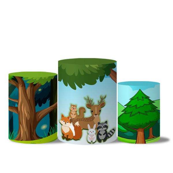 Trio de Capas de Cilindros Veste Fácil C/ Elástico Tema Bichinhos da Floresta