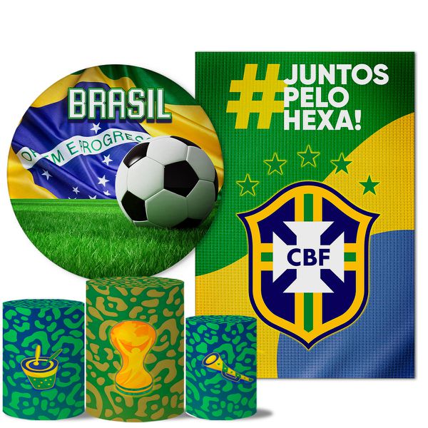 Kit Casado Veste Fácil Trio de Capas Cilindros + Painel Redondo + Painel Retangular Tema Brasil 4