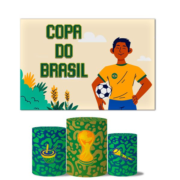 Trio de Capas Cilindros Veste Fácil + Painel Retangular Horizontal Tema Brasil 4