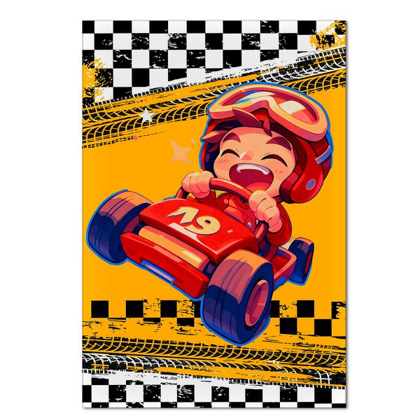 Painel Retangular Passa Varão 1,50x2,20 Tema Carro De Corrida 2