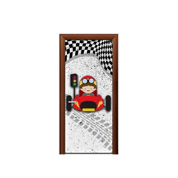 Capa De Porta Veste Fácil Decorativa Tema Carro de Corrida 2