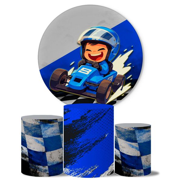 Trio de Capas Cilindros + Painel Veste Fácil Tema Carro de Corrida 3