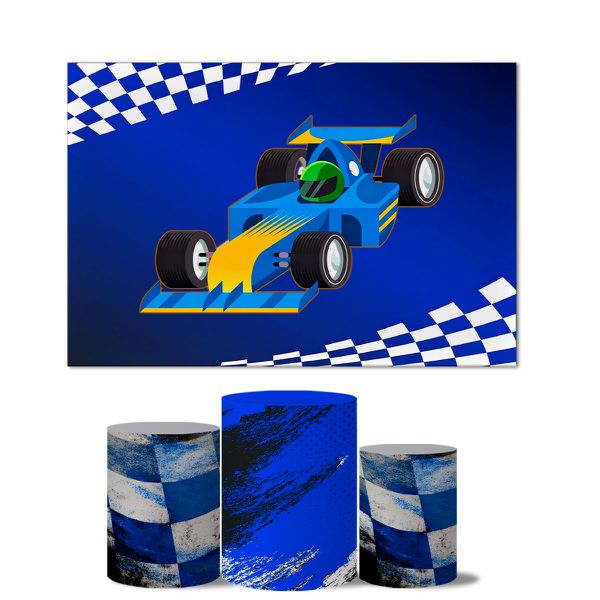 Trio de Capas Cilindros Veste Fácil + Painel Retangular Horizontal Tema Carro de Corrida 3