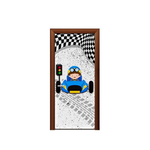 Capa De Porta Veste Fácil Decorativa Tema Carro de Corrida 3