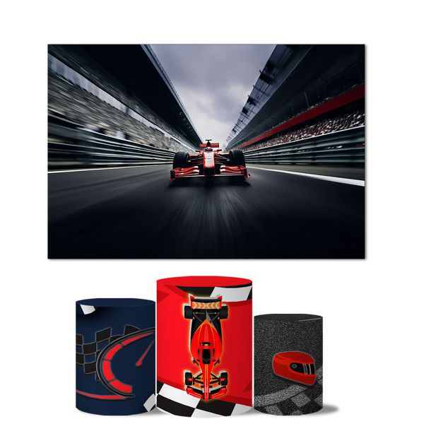 Trio de Capas Cilindros Veste Fácil + Painel Retangular Horizontal Tema Carro de Corrida