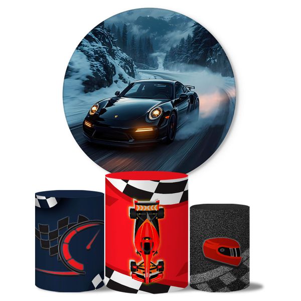 Trio de Capas Cilindros + Painel Veste Fácil Tema Carro de Corrida