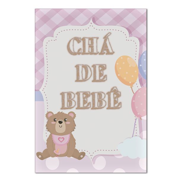 Painel Retangular Passa Varão 1,50x2,20 Tema Chá de Bebê Menina