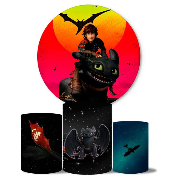 Trio Capas Cilindros + Capa Painel Veste Fácil Como Treinar o Seu Dragão 2