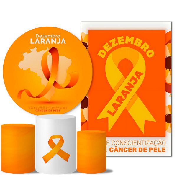 Kit Casado Veste Fácil Trio de Capas Cilindros + Painel Redondo + Painel Retangular Tema Dezembro Laranja