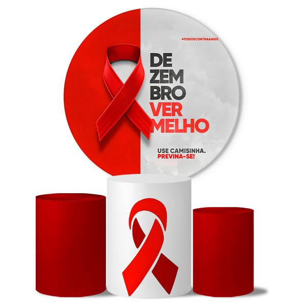 Trio de Capas Cilindros + Painel Veste Fácil Tema Dezembro Vermelho