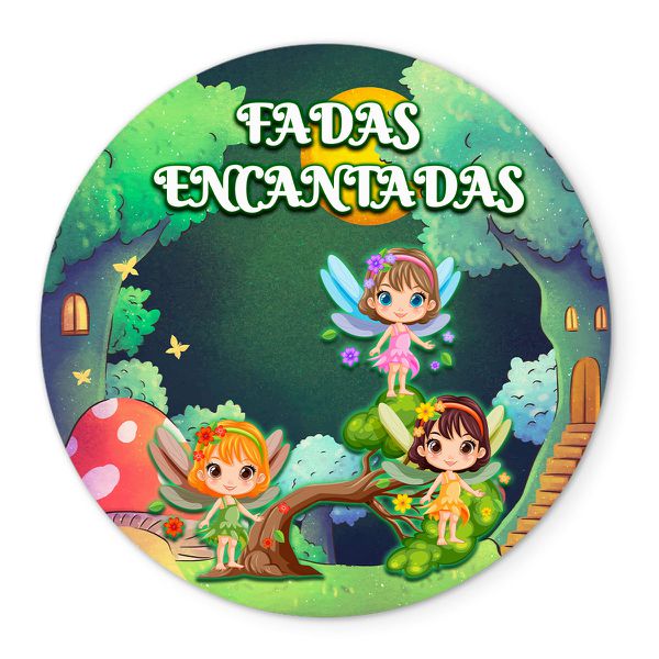 Painel Redondo Veste Fácil C/ Elástico 1,50x1,50 Tema Fadas Encantadas