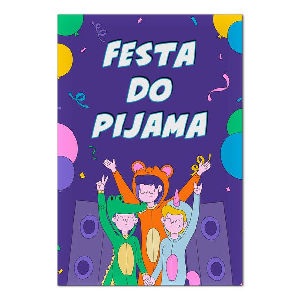 Painel Retangular Passa Varão 1,50x2,20 Tema Festa do Pijama