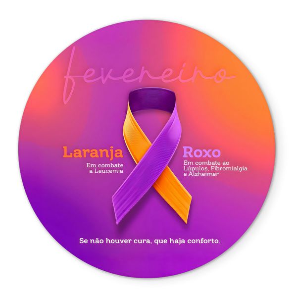 Painel Redondo Veste Fácil C/ Elástico 1,50x1,50 Tema Fevereiro Laranja e Roxo