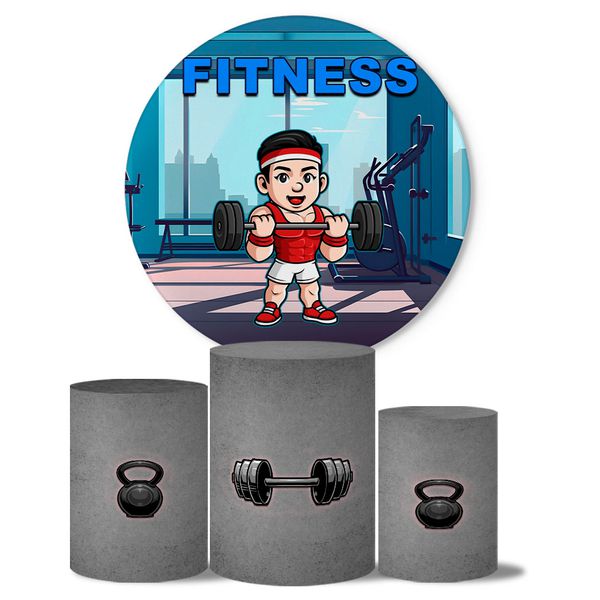 Trio de Capas Cilindros + Painel Veste Fácil Tema Fitness 2