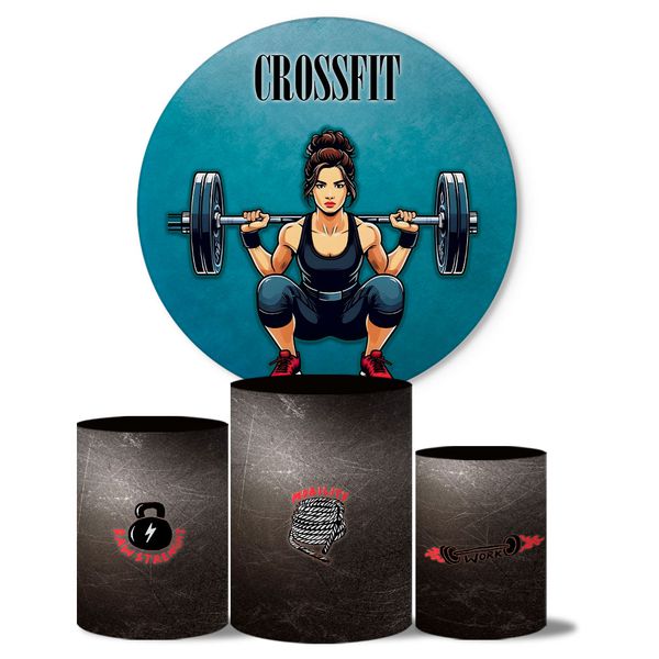 Trio de Capas Cilindros + Painel Veste Fácil Tema Fitness 3