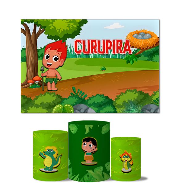 Trio de Capas Cilindros Veste Fácil + Painel Retangular Horizontal Tema Folclore 2